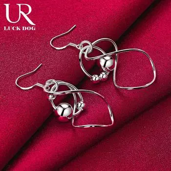 925 стерлингового серебра геометрические гладкие бусины ювелирные изделия пирсинг серьги модные свадебные украшения 4.80*1.90cm