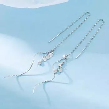 925 стерлингового серебра геометрические волнистые серьги для женщин длинная кисточка линия уха инкрустированные цирконием маленькие круглые серьги модные ювелирные изделия