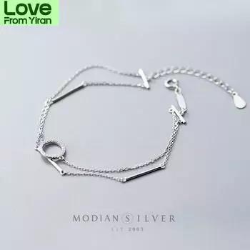 925 стерлингового серебра геометрический палочка сияющий циркон круглый браслет для женщин регулируемая цепочка звеньев оригинальные ювелирные украшения золотой