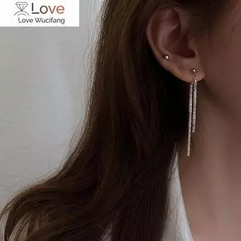 925 стерлингового серебра гипсофила сверкающие серьги-капли темперамент женские длинные серьги линии ушей модные украшения для свадебного подарка