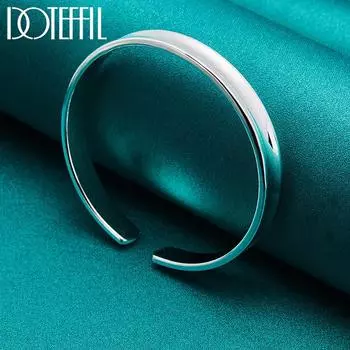 925 стерлингового серебра гладкий 8 мм регулируемый браслет модные украшения 8mm