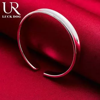 925 стерлингового серебра гладкий 8 мм регулируемый браслет модные свадебные украшения 67MM