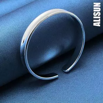 925 стерлингового серебра гладкий 8 мм регулируемый браслет модные свадебные украшения 65MM