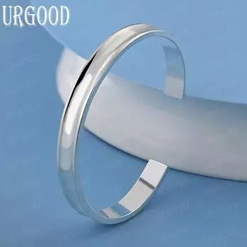 925 стерлингового серебра гладкий 8 мм регулируемый браслет модные свадебные украшения 67MM