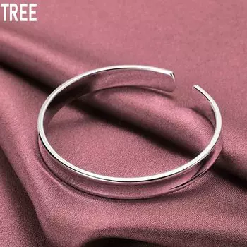 925 стерлингового серебра гладкий 8 мм регулируемый браслет модные свадебные украшения 67MM