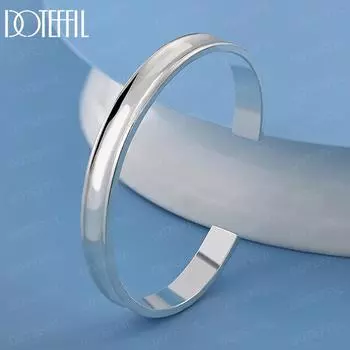 925 стерлингового серебра гладкий 8 мм регулируемый браслет модные свадебные украшения 67MM