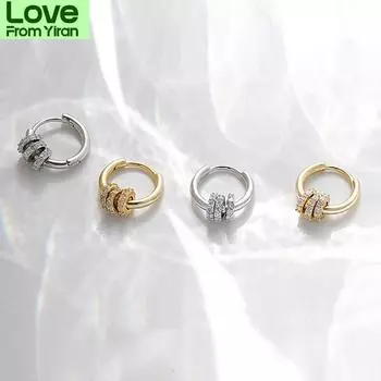 925 стерлингового серебра хип-хоп ювелирные изделия круглые серьги-кольца для женщин маленькие золотые серебряные ювелирные изделия цвета подарки S -E1358