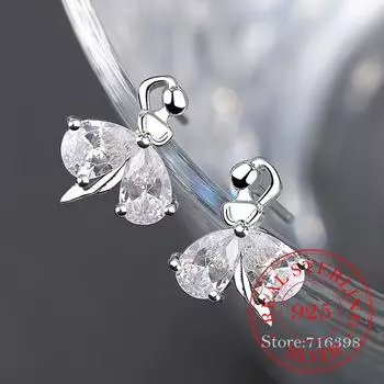 925 стерлингового серебра хрустальные балетные серьги-гвоздики модные украшения для женщин рождественский подарок pendientes aretes de mujer