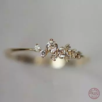 925 стерлингового серебра классическое нерегулярное блестящее звездное сливовое кольцо для женщин 14-каратное золотое покрытие высокого класса темпераментные ювелирные украшения для вечеринок аксессуары 8 золотой