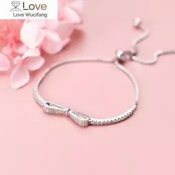 925 стерлингового серебра кристалл бант браслет с подвесками браслет для женщин Strand бриллиантовый браслет свадебные украшения для вечеринки женщина