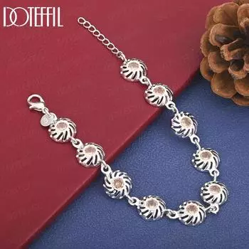 925 стерлингового серебра круглый браслет AAA циркон модные свадебные украшения 20CM