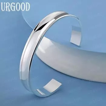 925 стерлингового серебра круглый гладкий 12 мм регулируемый браслет модные свадебные украшения 67MM