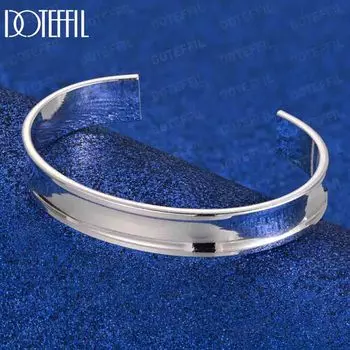 925 стерлингового серебра круглый гладкий 12 мм регулируемый браслет модные свадебные украшения 67MM