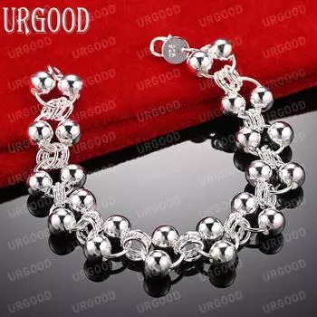 925 стерлингового серебра круглый гладкий полный бисер модный шарм свадебные украшения 20cm