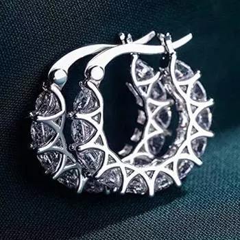 925 стерлингового серебра кубический цирконий женские серьги-кольца стильные женские аксессуары для вечеринок повседневные модные украшения