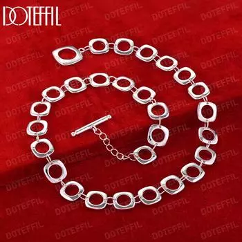 925 стерлингового серебра квадратная цепь 20 дюймов женское ожерелье модные свадебные украшения 45CM