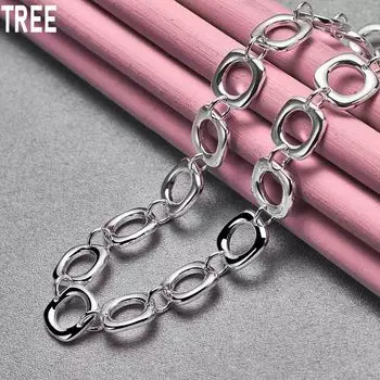 925 стерлингового серебра квадратная цепь 20 дюймов женское ожерелье модные свадебные украшения 45CM