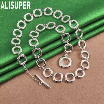 925 стерлингового серебра квадратная цепь 20 дюймов женское ожерелье модные свадебные украшения 50CM