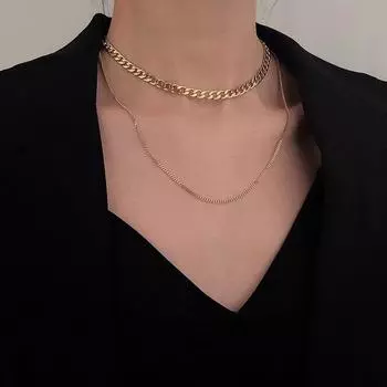 925 стерлингового серебра массивная цепь ожерелье для женщин двухслойные ожерелья ювелирные изделия для вечеринок подарки новые 40-50cm