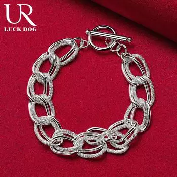 925 стерлингового серебра матовое гладкое кольцо цепочка браслет модные свадебные украшения 20CM