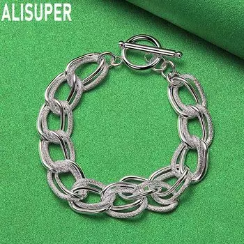 925 стерлингового серебра матовое гладкое кольцо цепочка браслет модные свадебные украшения 20CM