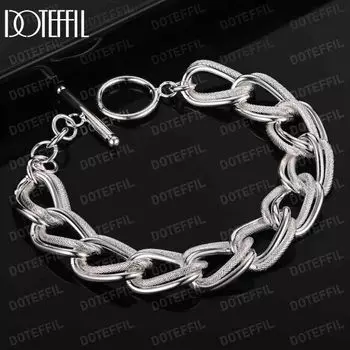 925 стерлингового серебра матовое гладкое кольцо цепочка браслет модные свадебные украшения 20CM