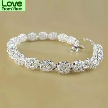 925 стерлингового серебра матовый полые шариковые цепочки браслеты браслеты для женщин свадебная вечеринка ретро ювелирные изделия подарок ювелирные изделия