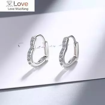925 стерлингового серебра милые серьги-кольца в форме сердца любовь сверкающие серьги из циркония для женщин маленькие серьги подарки на вечеринку S -E1069 золотой