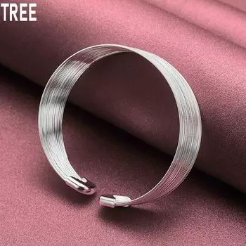 925 стерлингового серебра многорядный браслет модный шарм свадебные украшения 60mm