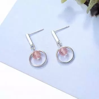 925 стерлингового серебра мода простые циркониевые простые круглые клубничные кристаллы серьги для женщин серебряный цвет ювелирные изделия S-E736