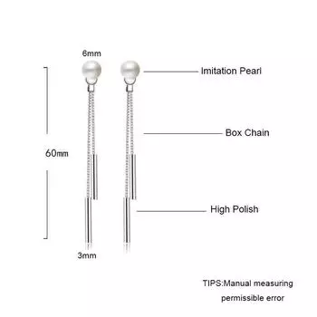 925 стерлингового серебра мода жемчуг длинные кисточки серьги серьги ювелирные изделия для женщин дропшиппинг S-E178