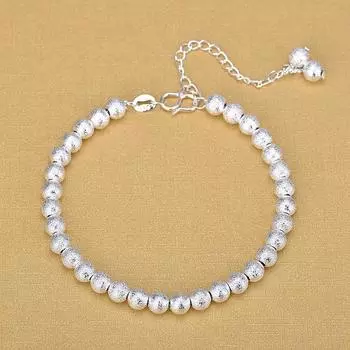 925 стерлингового серебра модные браслеты тонкий браслет матовые круглые бусины серебряный браслет для женщин подарок