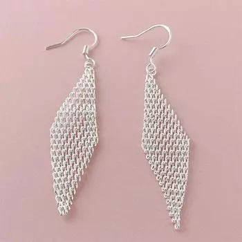 925 стерлингового серебра модные сетчатые листья кисточки серьги для женщин помолвка ювелирные изделия подарки