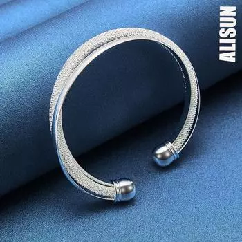 925 стерлингового серебра модные украшения большой сетчатый браслет модные свадебные украшения 55mm