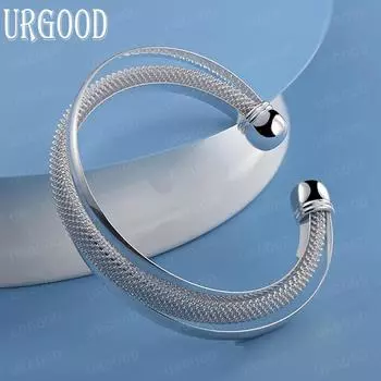 925 стерлингового серебра модные украшения большой сетчатый браслет модные свадебные украшения 55MM
