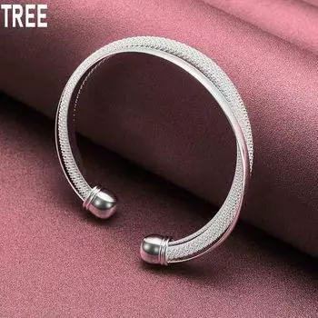 925 стерлингового серебра модные украшения большой сетчатый браслет модные подвески свадебные украшения 55mm