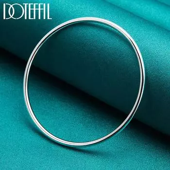 925 стерлингового серебра модный 3 мм гладкий браслет модные ювелирные изделия 3mm