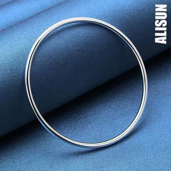 925 стерлингового серебра модный 3 мм гладкий браслет модные свадебные украшения 70mm