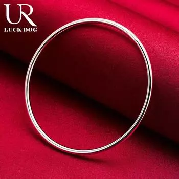 925 стерлингового серебра модный 3 мм гладкий браслет модные свадебные украшения 70MM