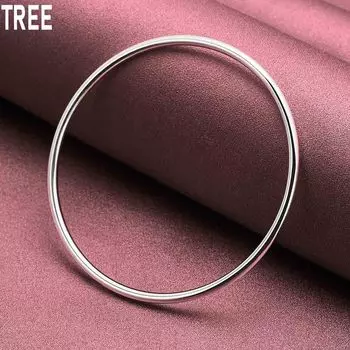 925 стерлингового серебра модный 3 мм гладкий браслет модный шарм свадебные украшения 70mm