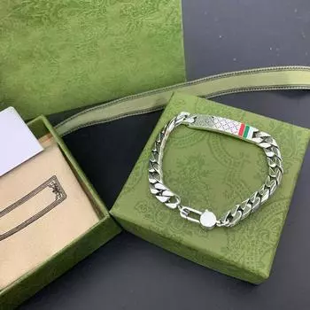 925 стерлингового серебра модный красный и зеленый браслет на шесте для мужчин и женщин пар годовщина вечеринка роскошный бренд ювелирные изделия 20cm