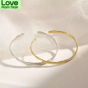 925 стерлингового серебра нерегулярный открытый браслет-манжета для женщин мужчин высокополированный браслет ювелирные изделия регулируемый