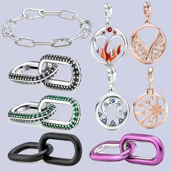 925 стерлингового серебра New Me кольцо бусина круглый соединитель шарм двойной Fit Me звено цепи жемчуг браслет ювелирные изделия