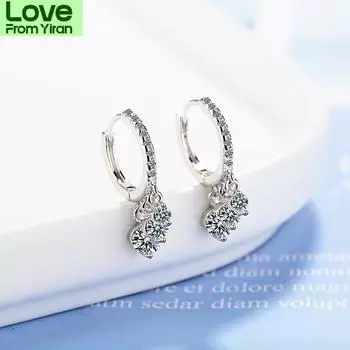 925 стерлингового серебра новые модные циркониевые серьги-кольца в форме капли аксессуары оптовая продажа круглые серьги дропшиппинг S -E861