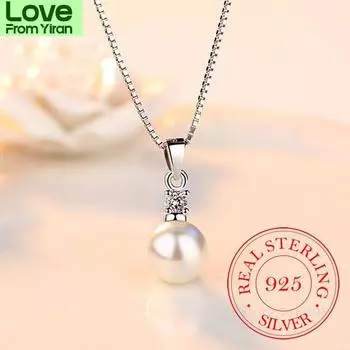 925 стерлингового серебра новые женские модные ювелирные изделия высокого качества кристалл циркон жемчуг круглый кулон ожерелья для женщин длина 45 см