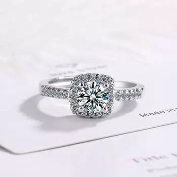 925 стерлингового серебра новые женские модные ювелирные изделия высокое качество кристалл мода прямоугольник четыре зубца размер регулируемый кольцо