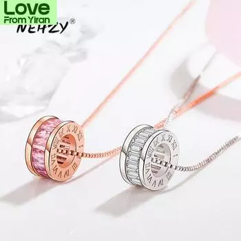 925 стерлингового серебра новые женские модные ювелирные изделия высокого качества кристалл циркон розовое золото кулон ожерелье длина 45 см