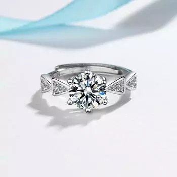 925 стерлингового серебра новые женские модные ювелирные изделия высокое качество кристалл циркон шесть зубцов круглое простое регулируемое кольцо