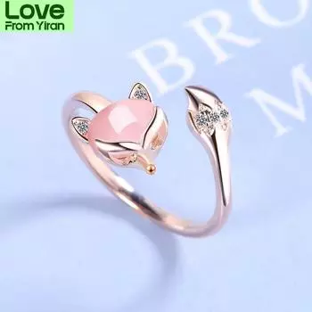 925 стерлингового серебра новые женские ювелирные изделия высокого качества кристалл циркон агат лиса кольцо размер регулируемый кольцо Bague Anillos Resizable ярко-розовый