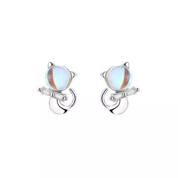 925 стерлингового серебра опал милый кот пирсинг серьги гвоздики для женщин девочек детей свадьба рождество ювелирные изделия Pendientes